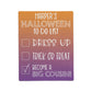 A puzzle with text: "Harper's Halloween To-Do List: Dress up, Trick or Treat, Become a Big Cousin!" with boxes, the last one checked.