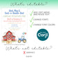 Editable birthday invitation template with barnyard theme; text, fonts, and font colors can be changed, but graphics cannot; designed for editing with Corjl.