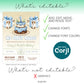 Digital birthday invitation template featuring editable text elements, fonts, and font colors via Corjl; graphics are not editable.