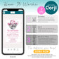 An infographic explains how to use Corjl for editing a digital invitation, with steps to purchase, edit, and download or share, displayed alongside a smartphone mockup of the editable invitation.