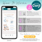 An infographic explains how to use Corjl to customize a digital baby shower invitation on a smartphone, with three illustrated steps and a demo invitation shown on the phone screen.