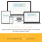 A digital baby shower calendar template is displayed on a desktop, laptop, tablet, and smartphone, illustrating cross-device compatibility for editing.