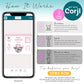 An instructional graphic explains how to edit a digital template with Corjl in three steps: purchase, edit, and then print or share, using a mobile phone interface as an example.