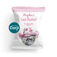 White party kit bag with pink stripes, featuring the text "Hayden's Last Rodeo! Bachelorette Party Kit" and an image of a disco ball wearing a pink cowboy hat.