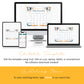Digital baby shower calendar template displayed on various devices, with instructions for editing via Corjl and a note on finding matching items using code D0049.